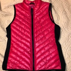 Calvin Klein performance puffer vest. Red glossy stretch panels L large